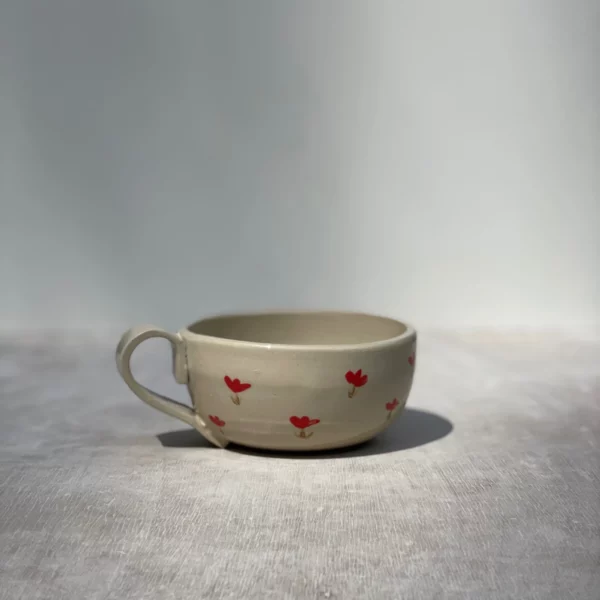 Mug fleurs rouge