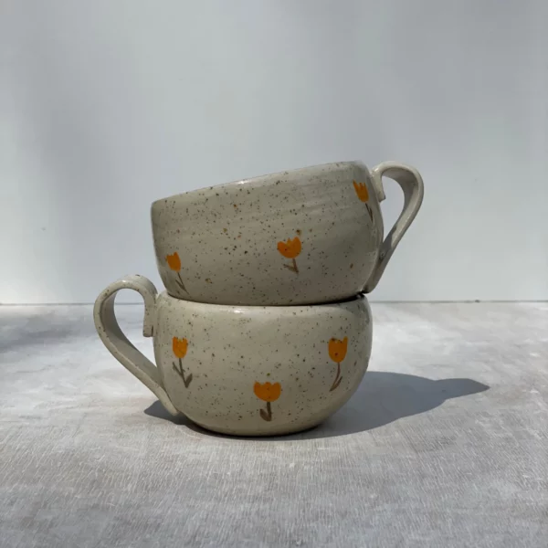 Mug fleurs orange